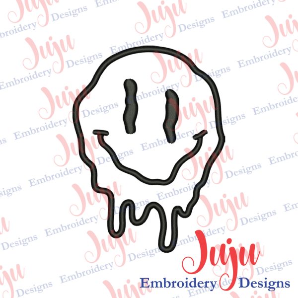 Drippy Smiley Face Embroidery Design